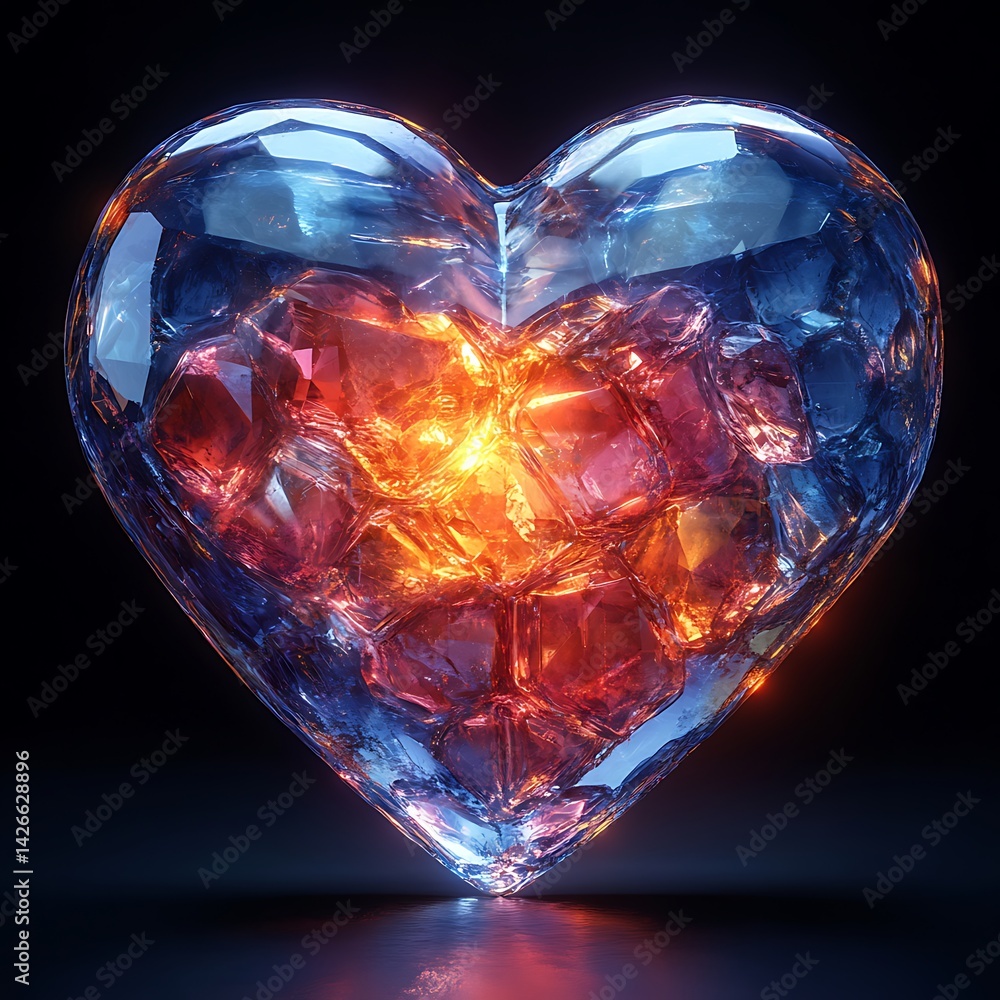 Glowing Heart Shaped Gemstone Light High Resolution Image Glowing Heart Shaped Gemstone Light High Resolution Image