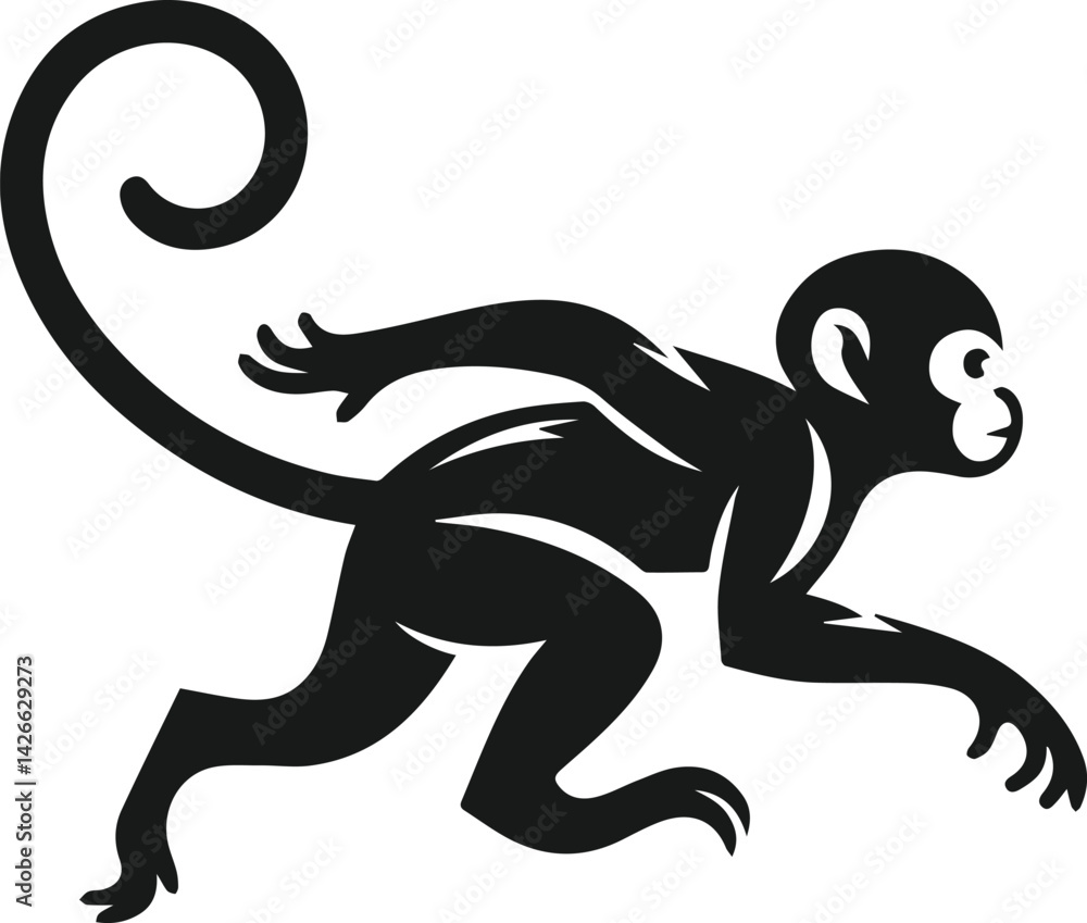 Obraz premium Silhouette of a running monkey vector