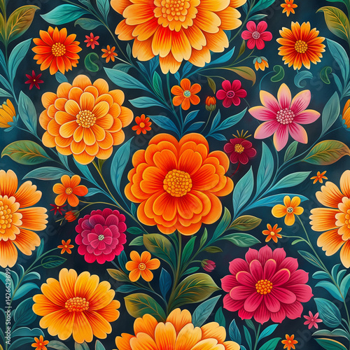 Raíces Florales: Tradición Mexicana en Color y Forma