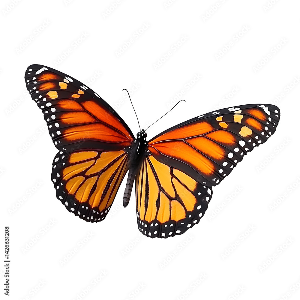 Fototapeta premium Monarch butterfly isolated on white background. PNG File