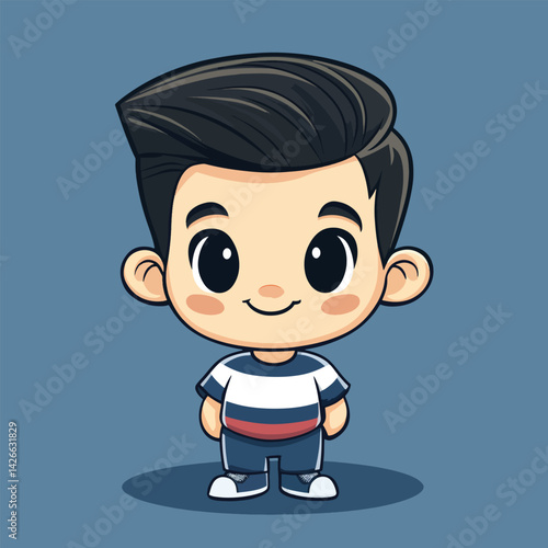 Barber boy mascot cute cartoon no details solid background bright