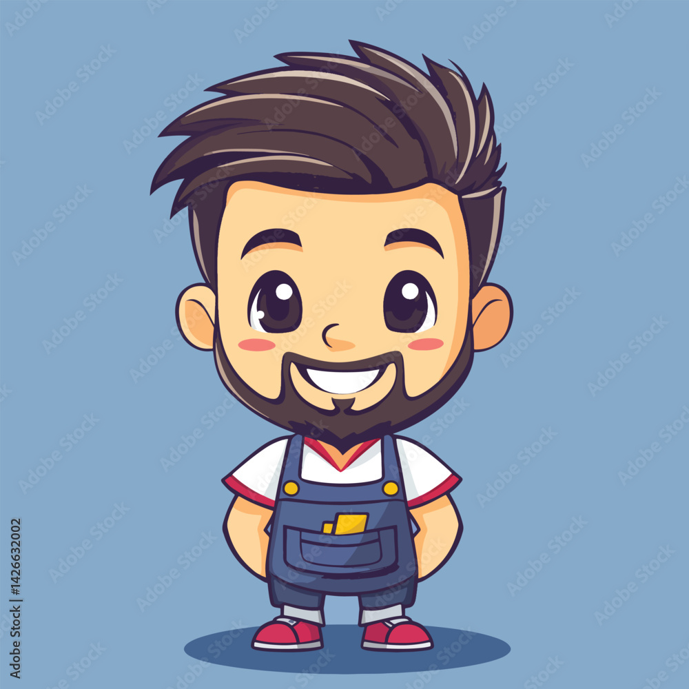 Barber boy mascot cute cartoon no details solid background bright Barber boy mascot cute cartoon no details solid background bright