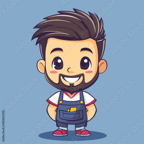 Barber boy mascot cute cartoon no details solid background bright