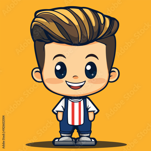 Barber boy mascot cute cartoon no details solid background bright
