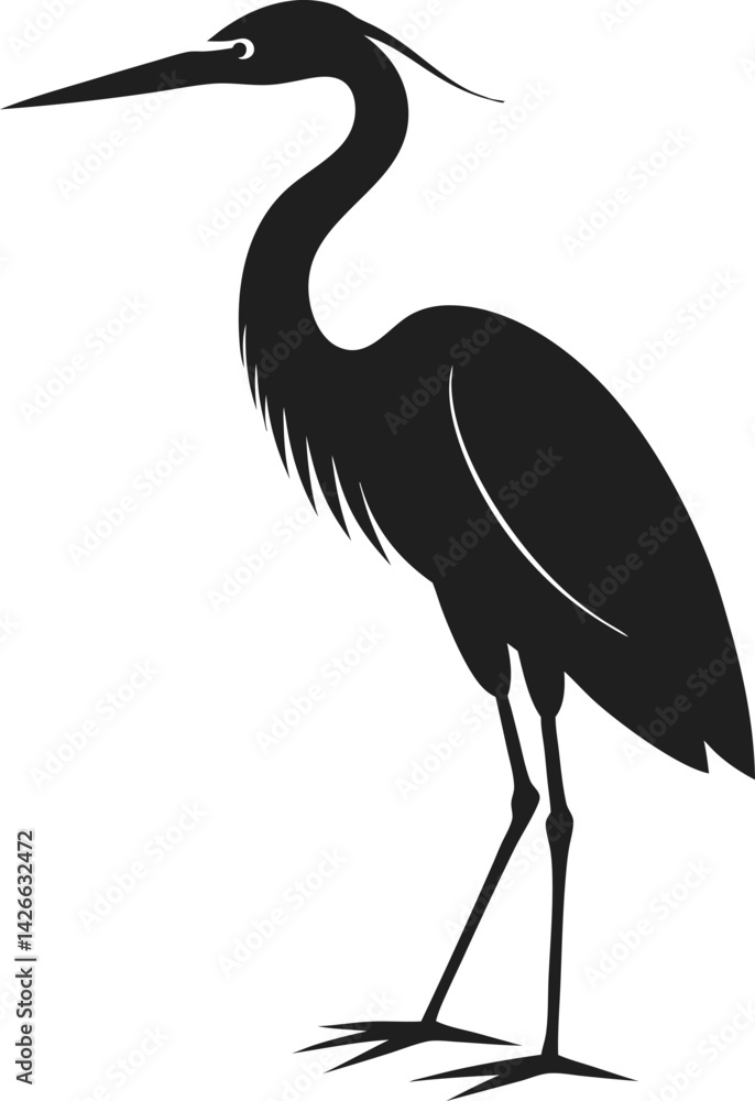 Obraz premium Heron silhouette vector icon on transparent background
