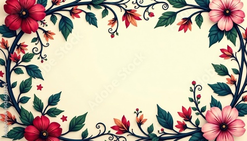 Intricate floral damask, swirling vines & leaves, texture, floral damask