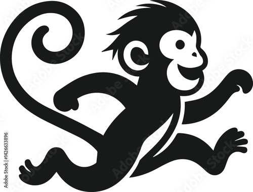 Photography Silhouette of a running monkey vector