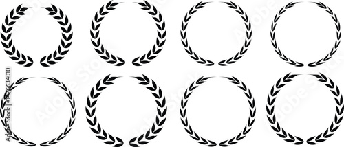 Set of wreaths and branches with leaves. Hand drawing laurel wreaths and branches collection. Laurels wreaths, swirls, twigs and flower ornaments. Herbs, flowers and plants elements with vector
