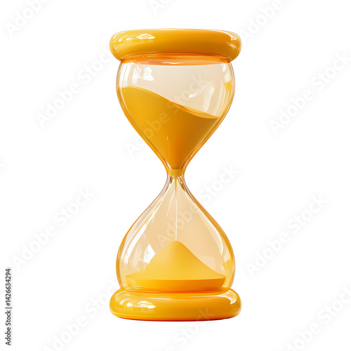 3D Render of a Yellow Hourglass Showing Time Passing