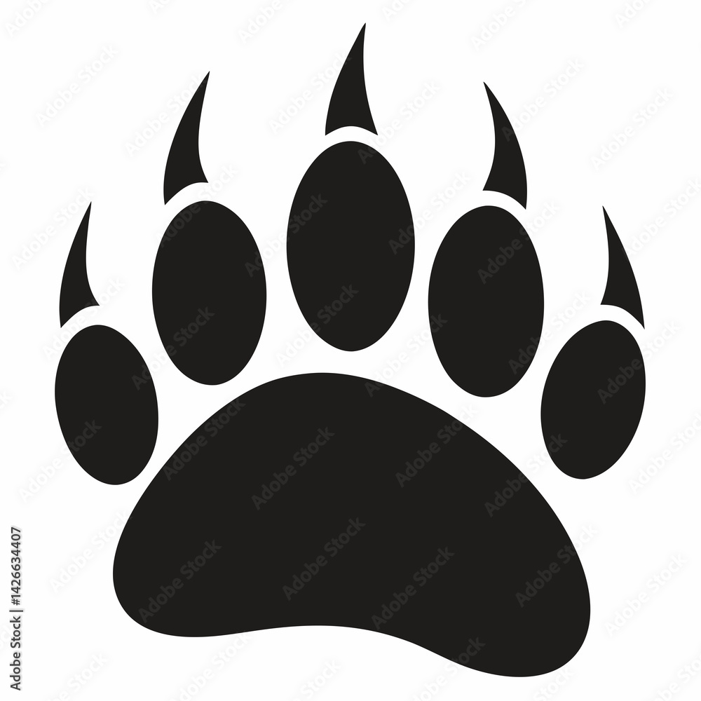 draw a minimalistic silhouette of a bear paw print draw a minimalistic silhouette of a bear paw print