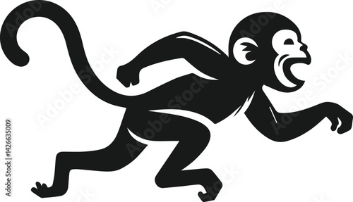 Photography Silhouette of a running monkey vector