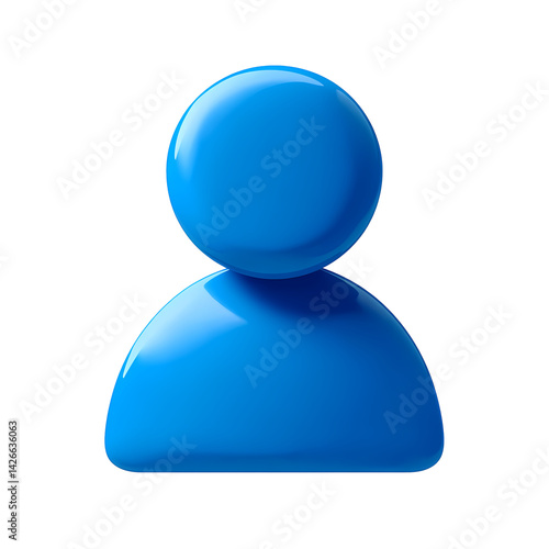 Glossy Blue 3D User Icon Person Profile Avatar Symbol