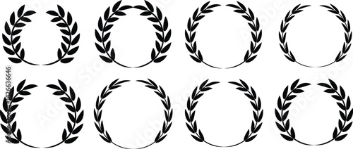 Set of wreaths and branches with leaves. Hand drawing laurel wreaths and branches collection. Laurels wreaths, swirls, twigs and flower ornaments. Herbs, flowers and plants elements with vector
