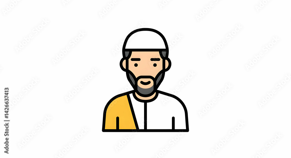 Person Avatar Icon Man with Beard and Traditional Cap Person Avatar Icon Man with Beard and Traditional Cap