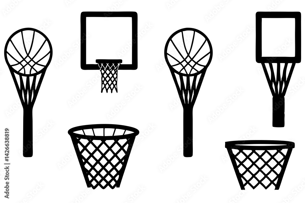 set of Basketball hoop silhouette vector illustration set of Basketball hoop silhouette vector illustration