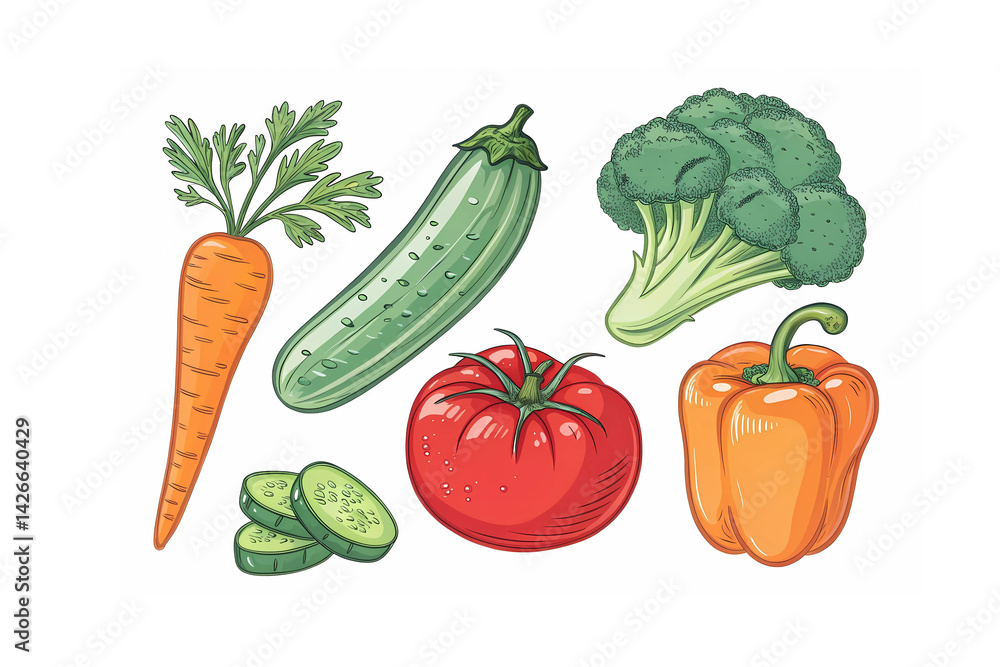 Set of vegetables isolated on white background Set of vegetables isolated on white background