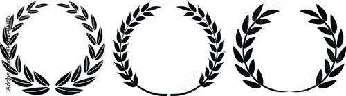 Set of wreaths and branches with leaves. Hand drawing laurel wreaths and branches collection. Laurels wreaths, swirls, twigs and flower ornaments. Herbs, flowers and plants elements with vector
