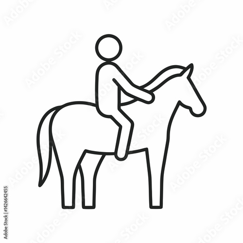 Minimalist illustration of a bareback rider with no saddle or stirrups, symbolizing freedom, balance, and connection with the horse.