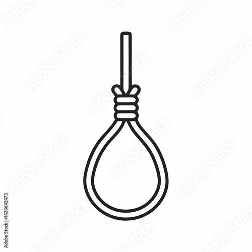 Minimalist icon of a stirrup with a leather strap hanging down, symbolizing classic riding tack and essential gear.