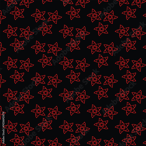 seamless pattern with red flowers