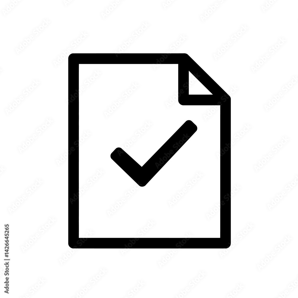 A document icon with a checkmark signifying approval or completion A document icon with a checkmark signifying approval or completion