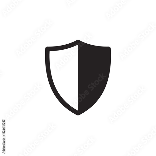 A divided shield icon Half white half black suggesting protection
