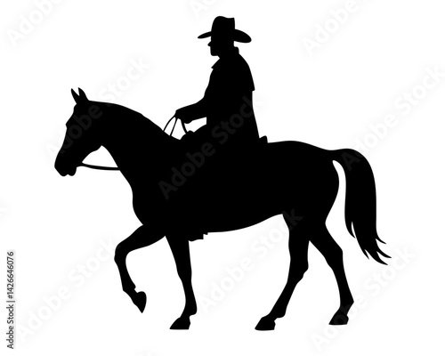 Black vector silhouette of a running horse, an equestrian sport illustration