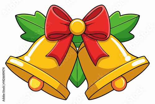 Christmas bell with bells and ribbon