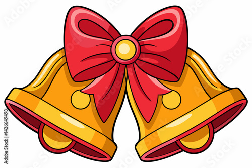 Christmas bell with bells and ribbon