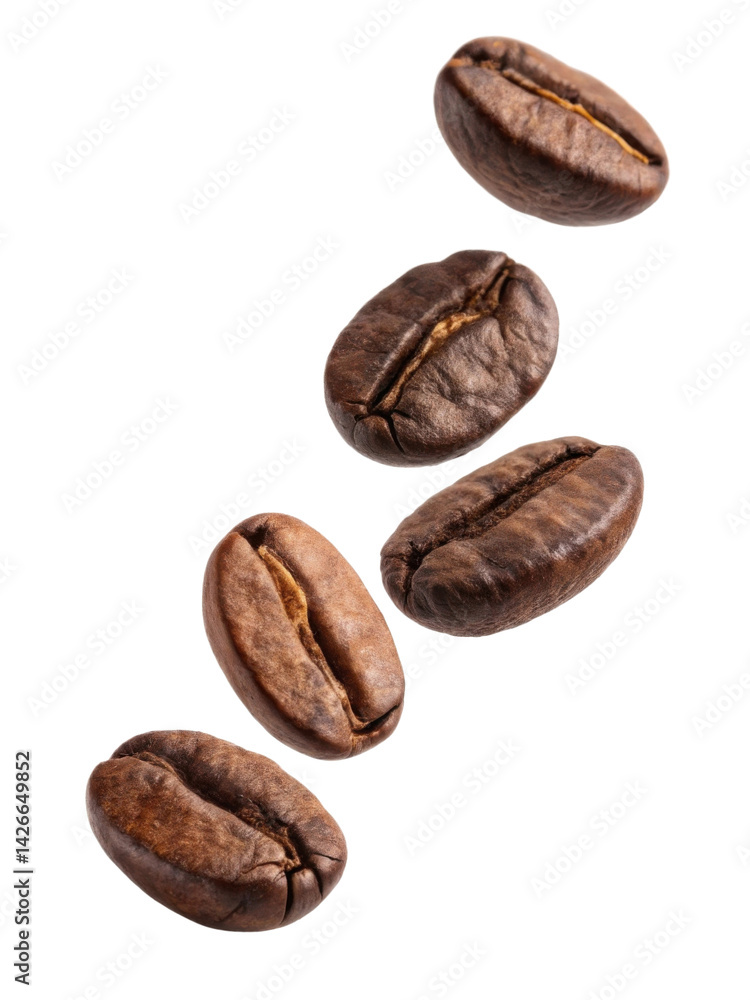 Obraz premium Falling coffee beans create dynamic and aromatic visual experience