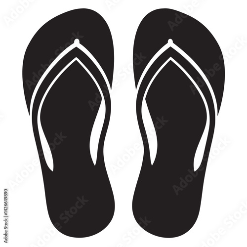 Flip flops icon silhouette isolated on white background. Flip flops sign vector illustration design