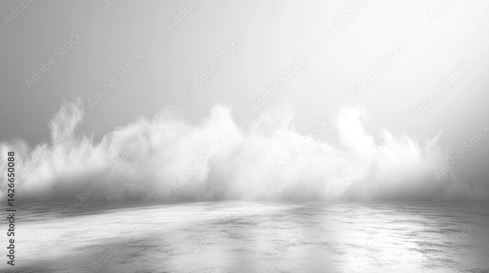 Obraz premium Dynamic cloud formation over a pure white background abstract art minimalist environment horizon view