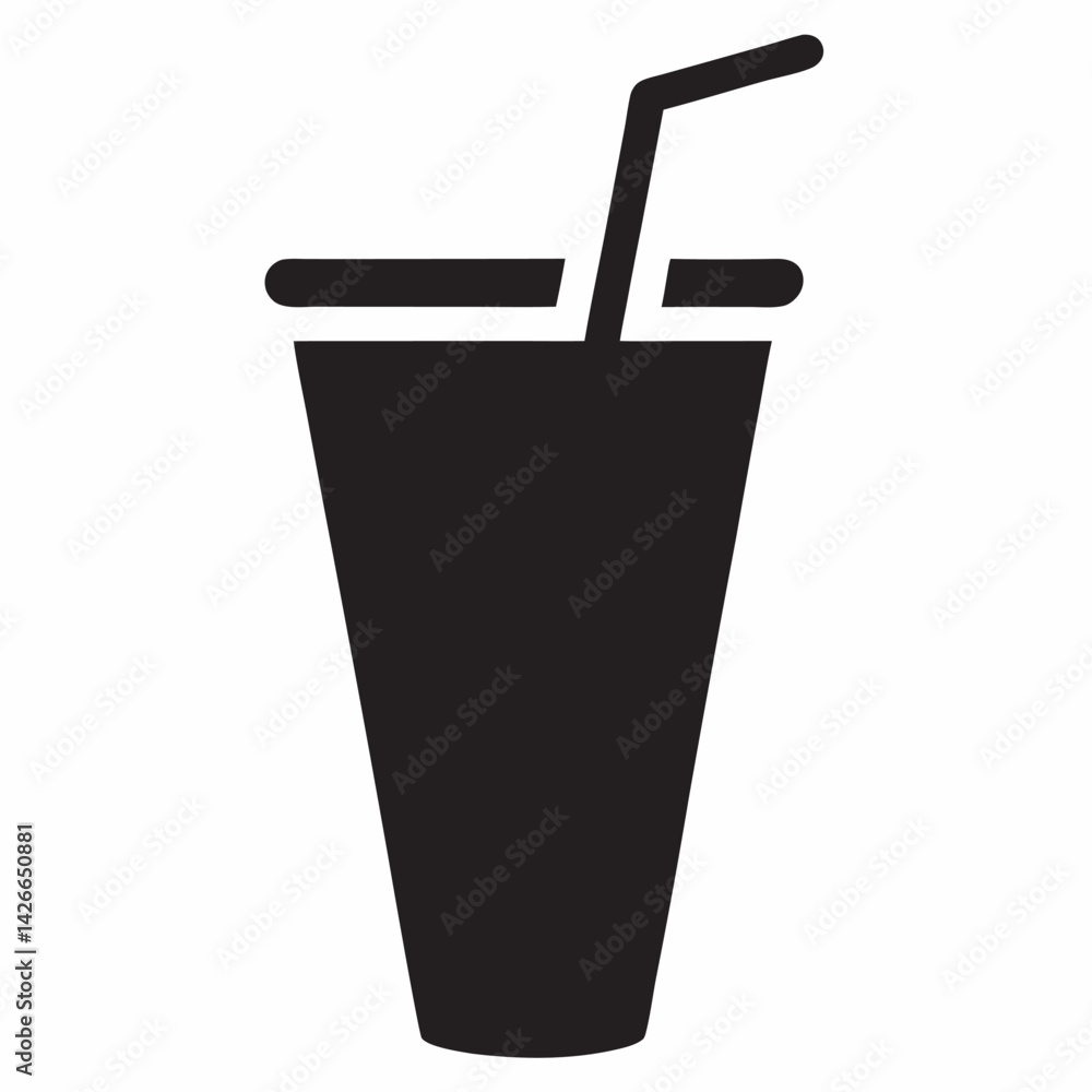 Minimalist black-and-white illustration of a drink glass icon featuring a straw. Perfect for applications involving beverages, parties, or minimalistic art themes. Minimalist black-and-white illustration of a drink glass icon featuring a straw. Perfect for applications involving beverages, parties, or minimalistic art themes.