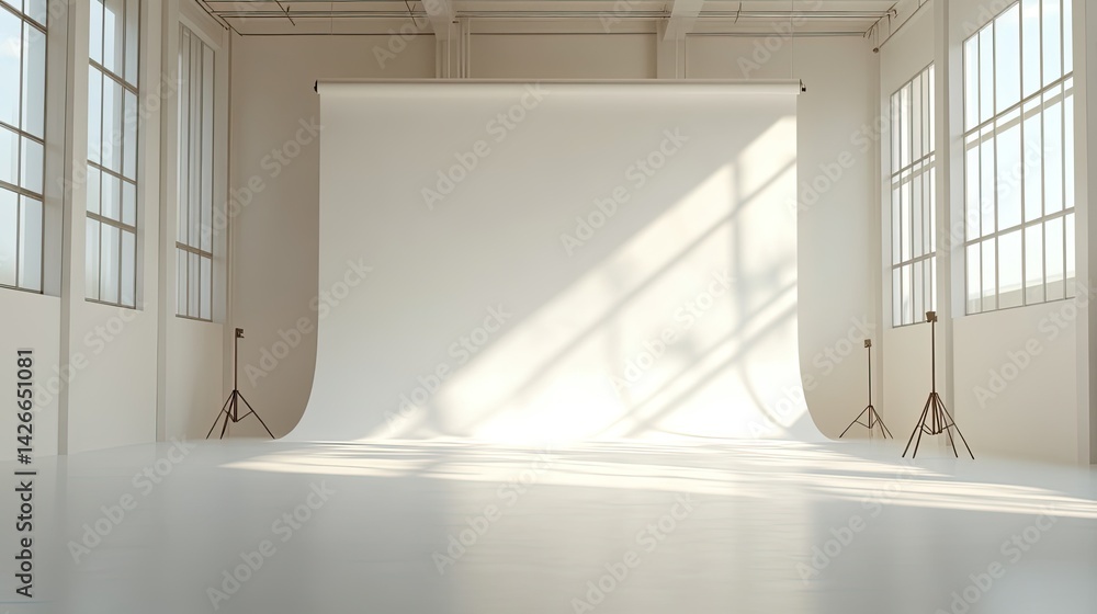 Fototapeta premium Studio photography setup modern art space minimalist environment horizontal perspective creative concept