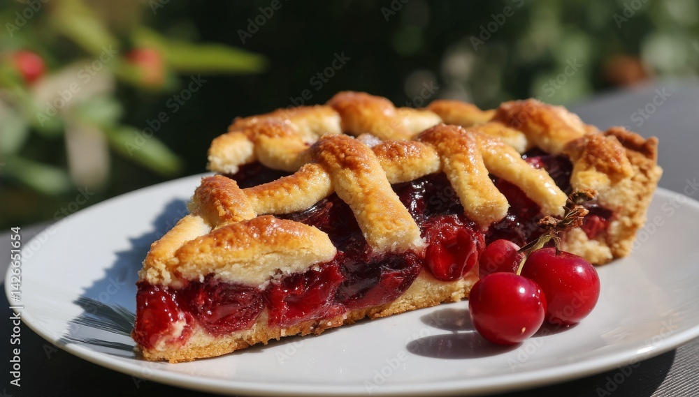 Homemade Cherry Pie with Lattice Crust and Fresh Cherries