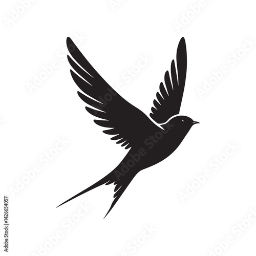 Quadro su tela Common swift Bird Vector Silhouette - Common swift Design - Black and White Common swift Illustration