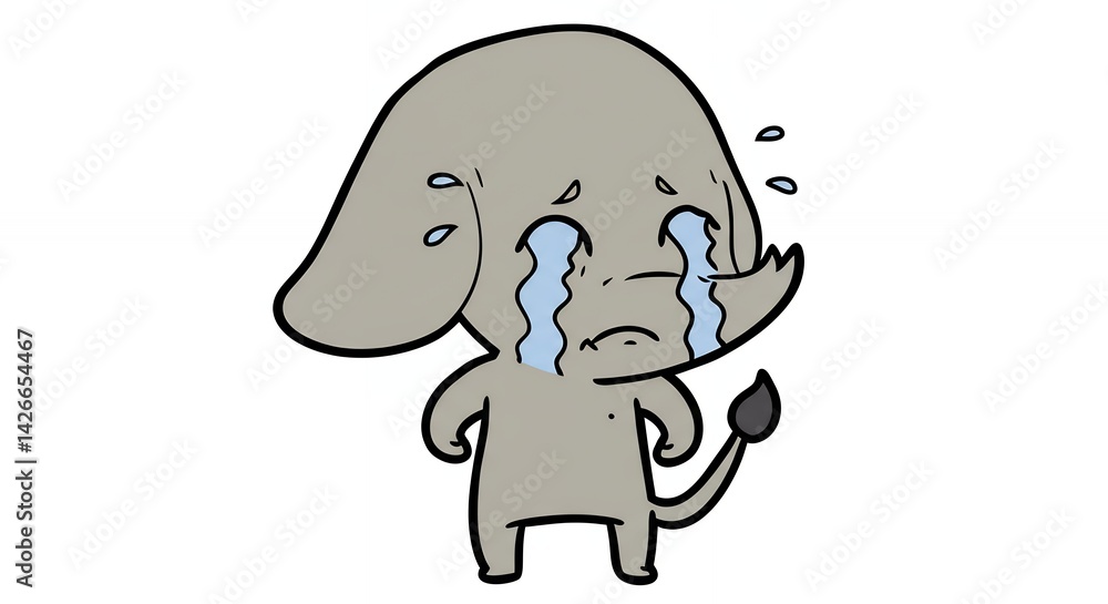 Fototapeta premium Cartoon sad elephant image