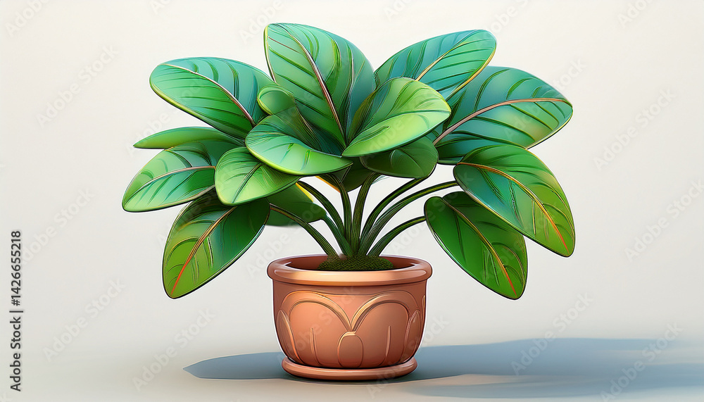 Obraz premium potted house plant plant in a pot on white background illustration