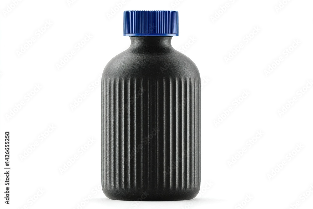 Unique black bottle with blue cap designed for versatile use in various environments Unique black bottle with blue cap designed for versatile use in various environments