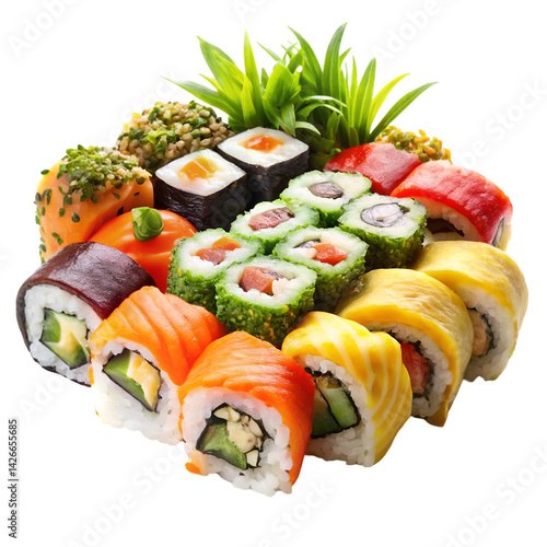 Japanese sushi food isolated on white background