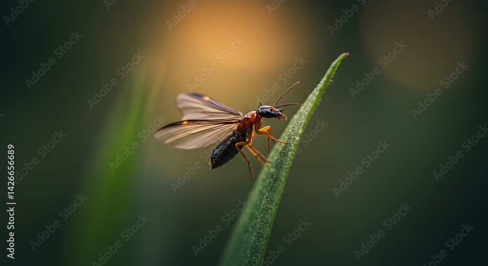 Flying Insect Perched on Leaf Flying Insect Perched on Leaf