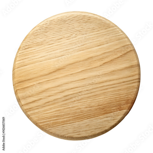 Round wooden coaster isolated on white background