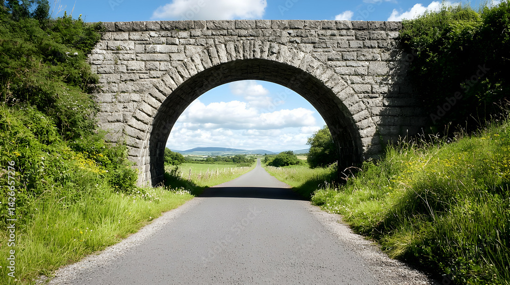 Fototapeta premium Stone Arch Bridge Over Country Road