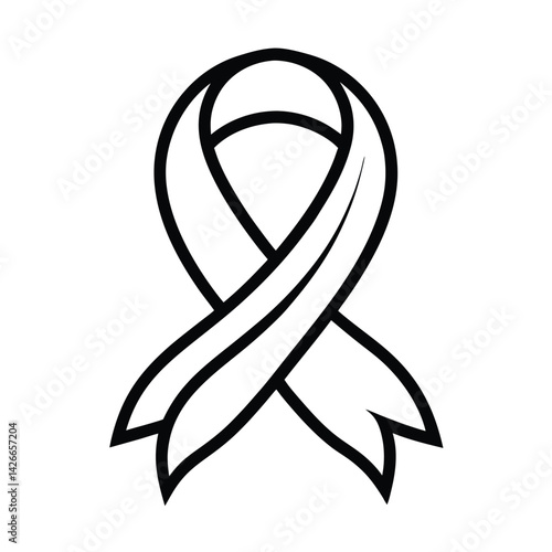Black outline awareness ribbon for health and support concepts vector illustration