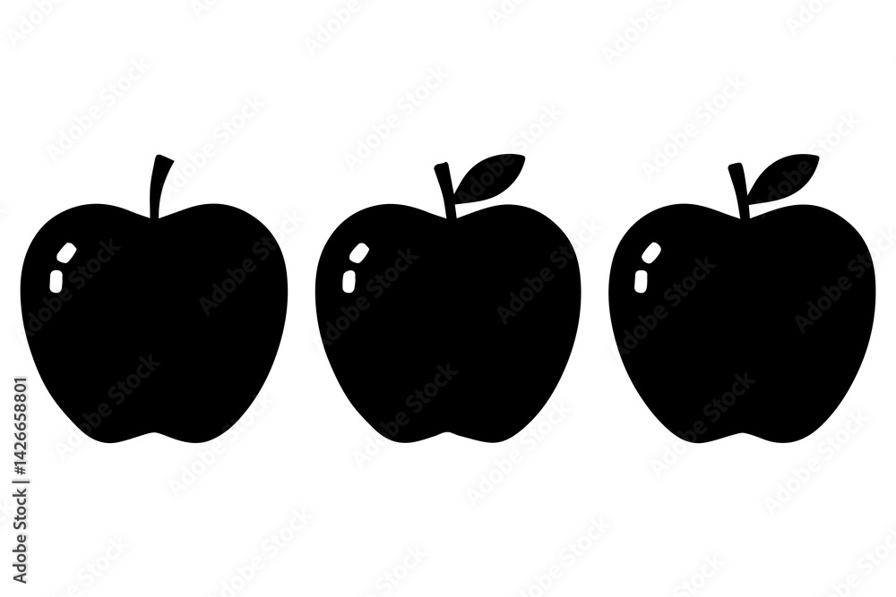 Simple 3 set of Apple silhouette icon on White Background
Simple 3 set of Apple silhouette icon on White Background