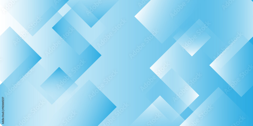 White and blue overlap triangle geometric technology pattern. Modern blue abstract vector long banner background. Futuristic technology concept graphic design.Trendy and vibrant modern style template.
