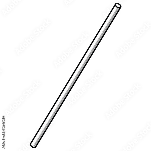 Cocktail straw vector illustration in sketch style. Hand drawn image line art black and white for drinks design. Retro engraving