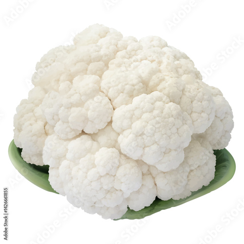 cauliflower isolated on white background .Fresh cauliflower displayed against a clean white backdrop.Isolated image of a cauliflower head on white background.