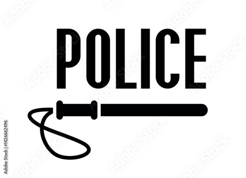 Police baton icon. Symbol of police or security, law and order. Rubber baton (stick), attribute of law enforcement agencies.