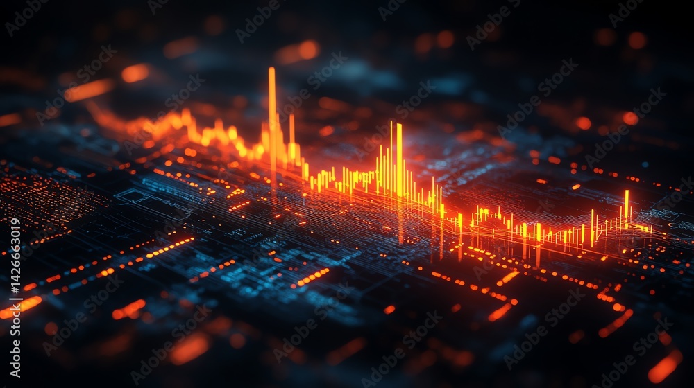 Naklejka premium Abstract futuristic economy glowing world map
